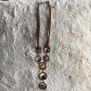 Vintage Silpada Brown Suede and Sterling Silver Pendant Necklace
